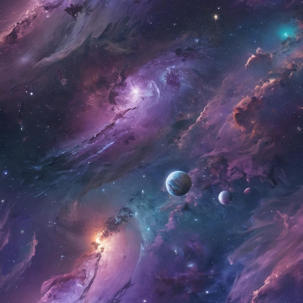 Cosmic Dreamscape in Vibrant, Swirling Colors