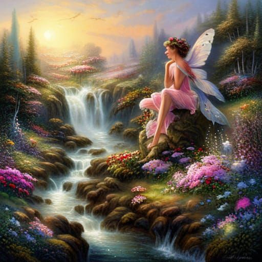 Colorful Flower Fairy ethereal fantasy hyperdetailed mist Th...