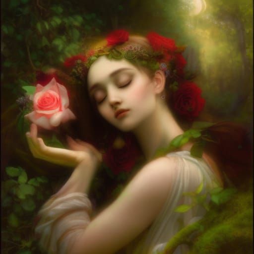 beautiful faces, moonlight rose fairy, Angelic, ethereal, re...