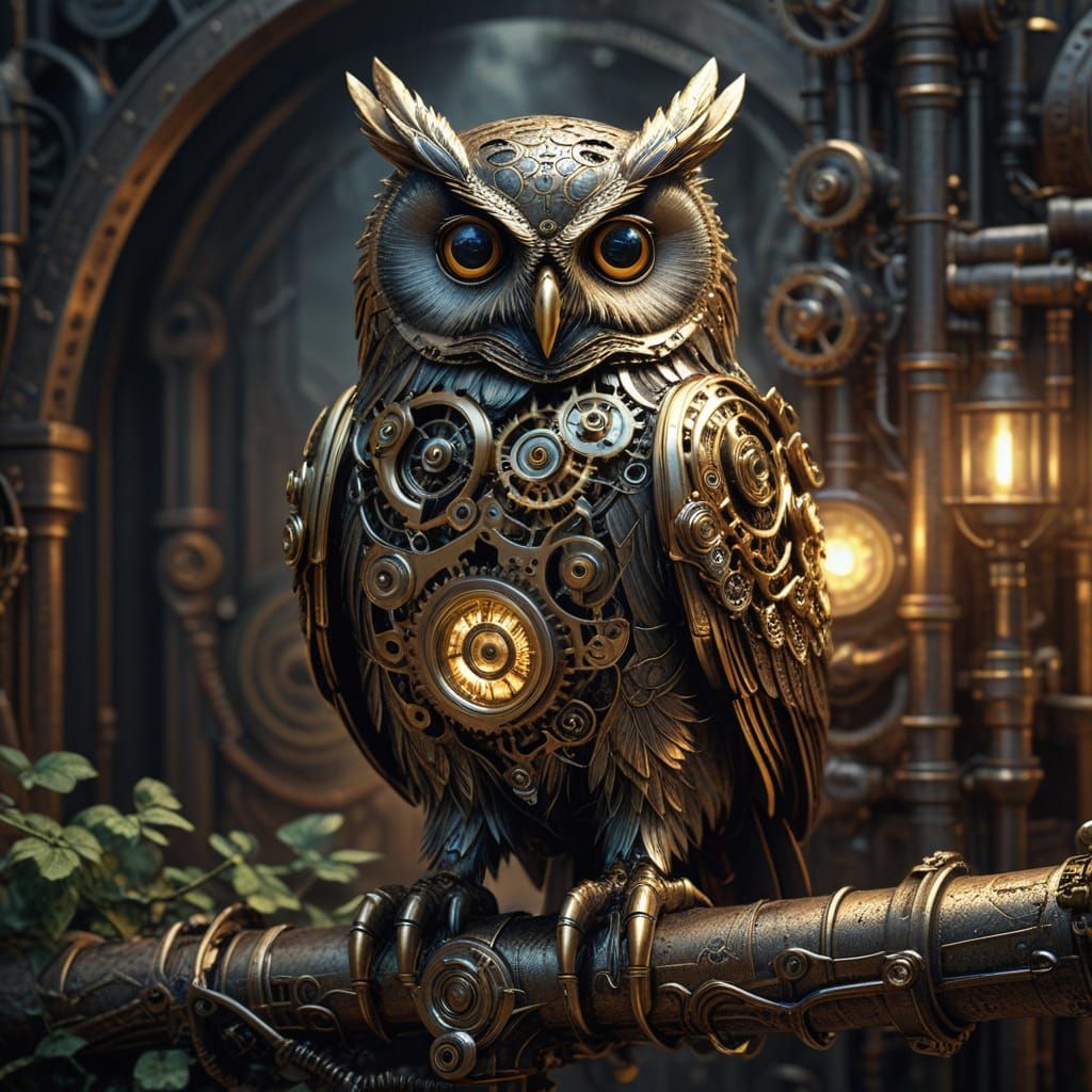 A wise mechanic owl  by @Marylia