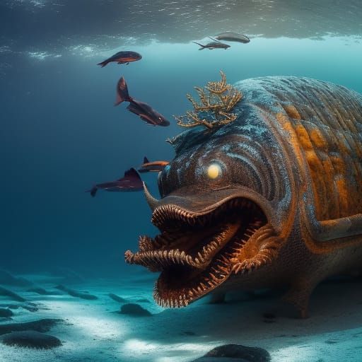 underwater ice demonic sluggard from a shy frosty warm ruin-rock of an ...