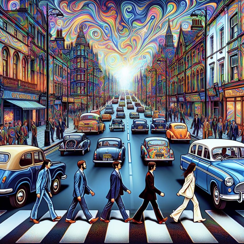 Nothing Shaking on Shakedown Street, cars, people, beatles, ...