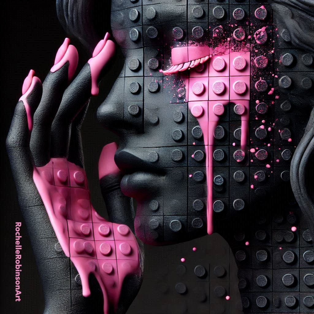 A Woman in Black and Pink - Lego Art