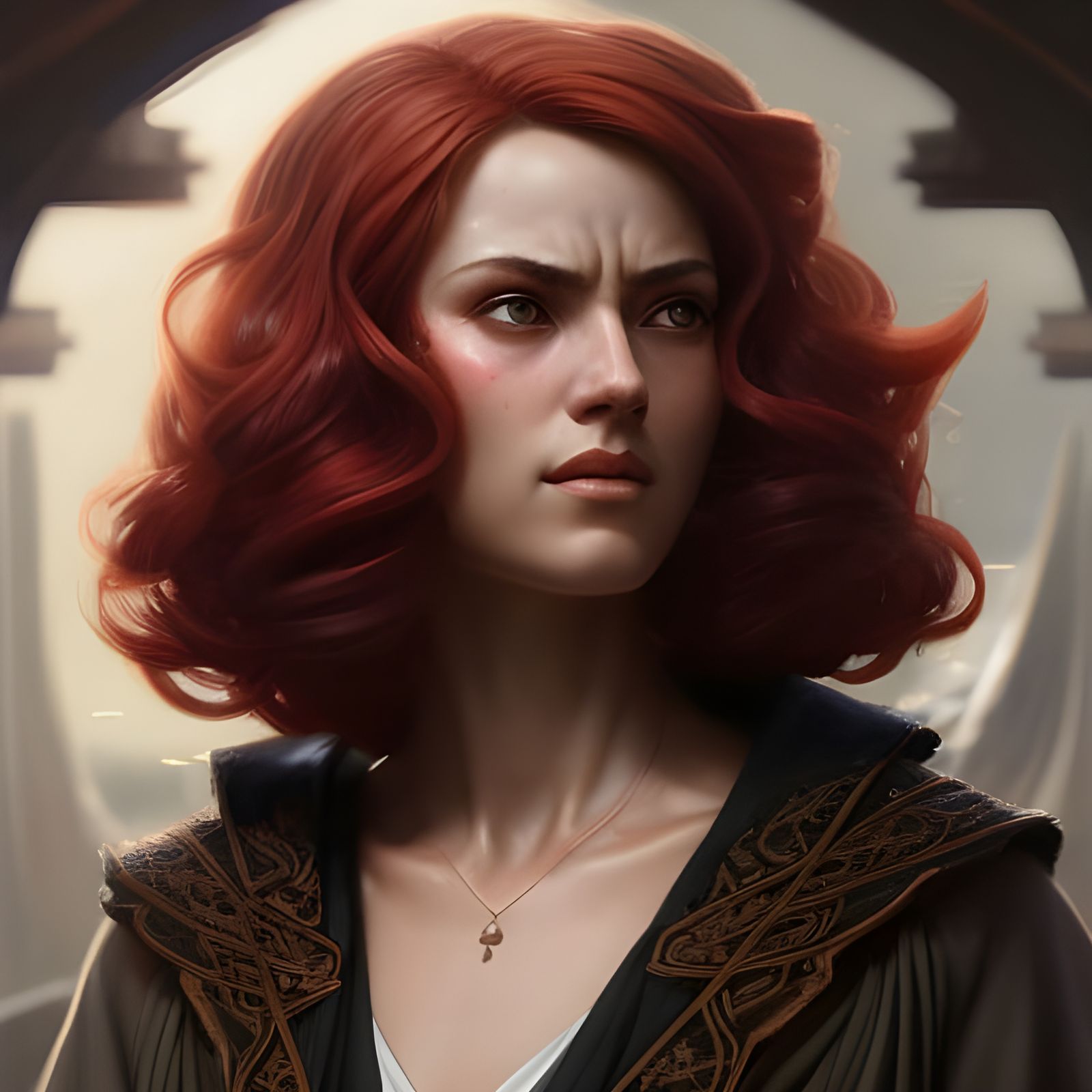 Jedi Lady, gorgeous Detailed toga, roccoco, red hair, finely detailed ...