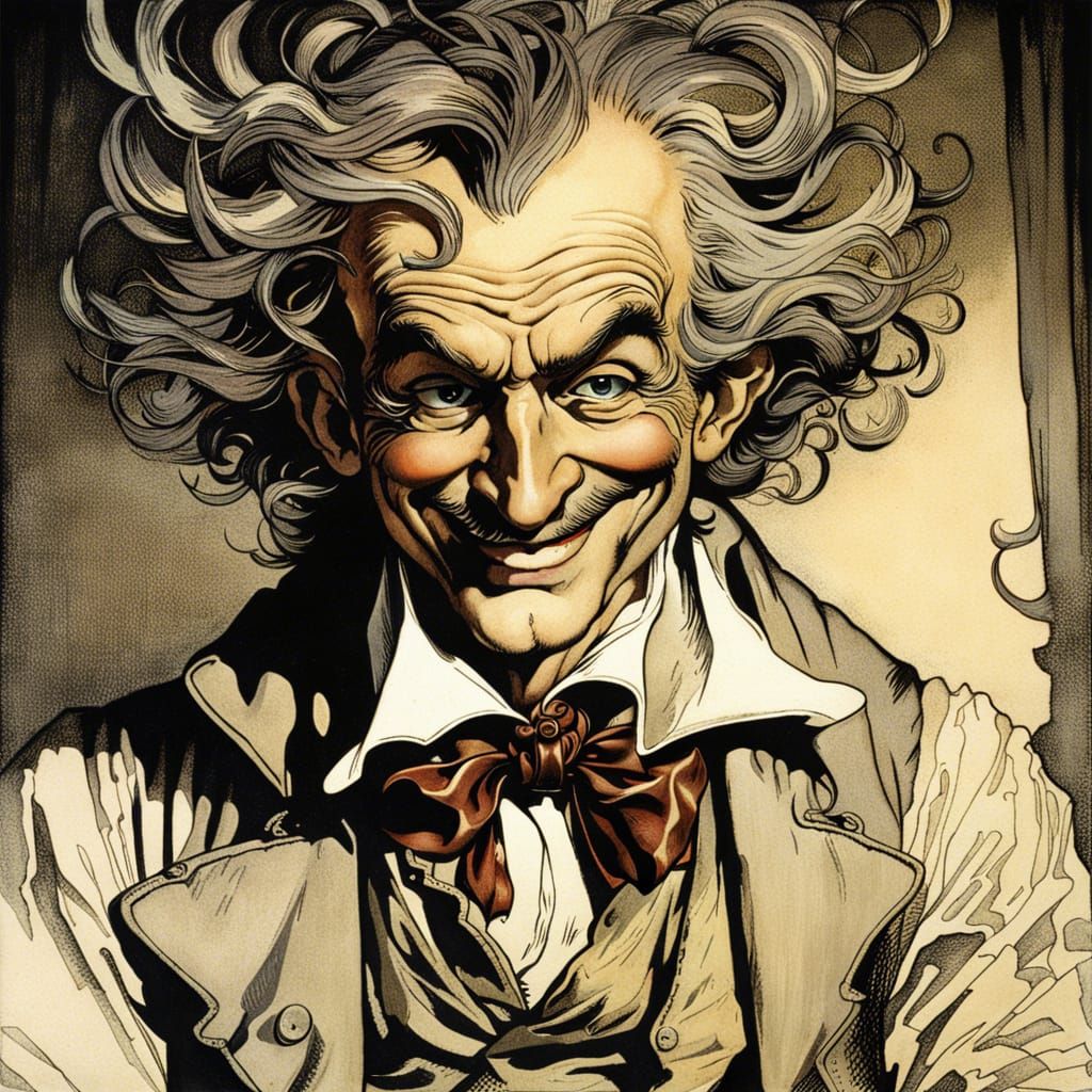 a mad scientist, smiling at you maliciously. intricate portr...