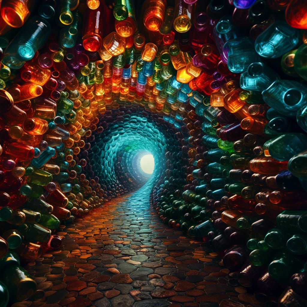 tunnel made of bottles  by @Hani