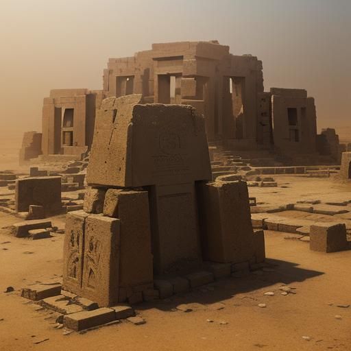 Ruins of Gobekli in a sandstorm