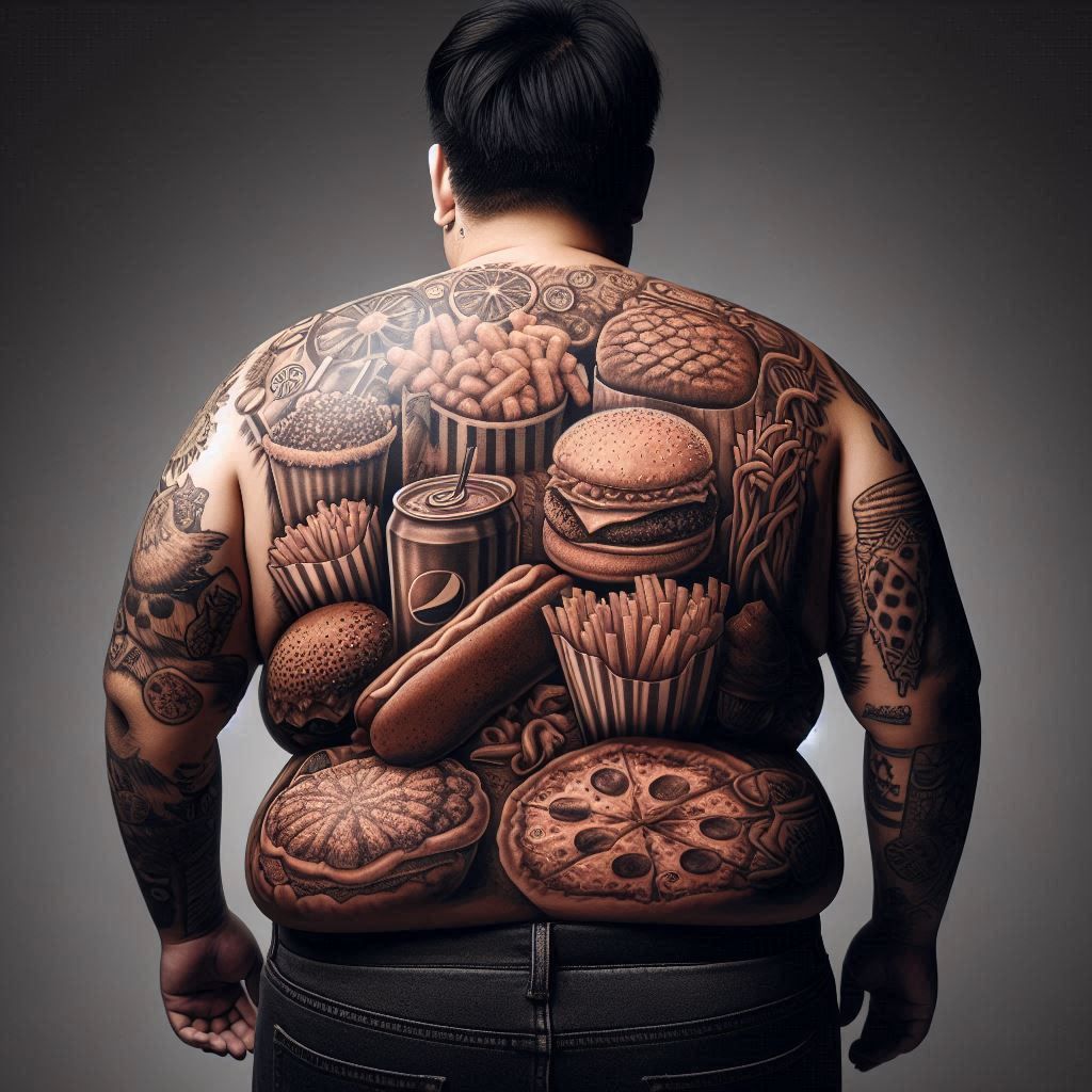 Back view of a fat Yakuza Tattoo