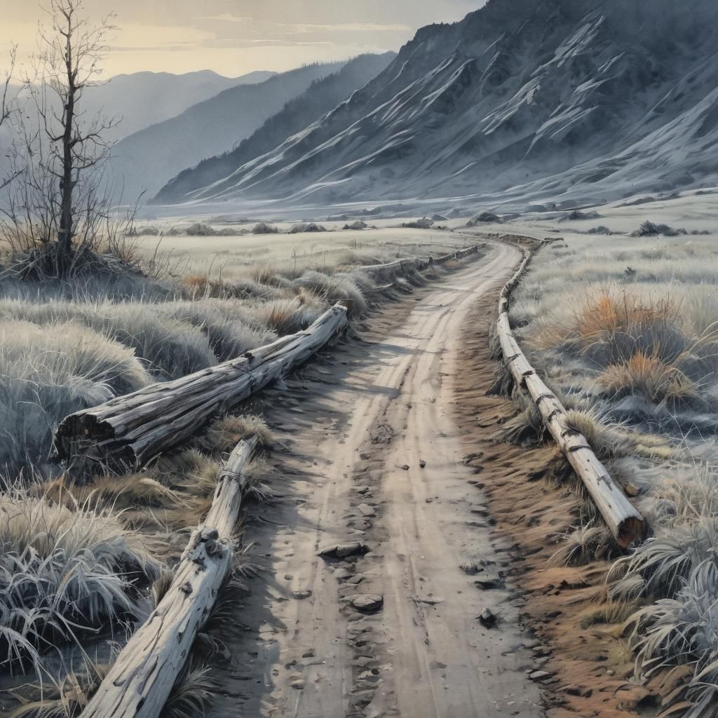 Melancholy Evening Landscape in Watercolor