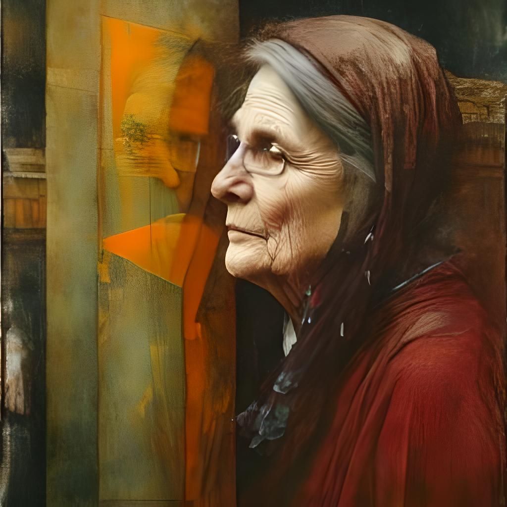 Bromoil Print of Older Woman in Pre-Raphaelite Style