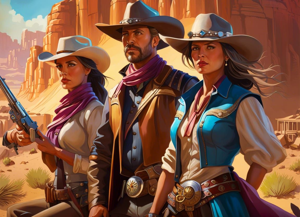 Poster of Cowboy and Cowgirls - AI Generated Artwork - NightCafe Creator