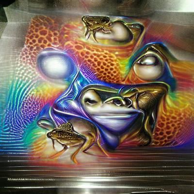 DMT frogs airbrush art