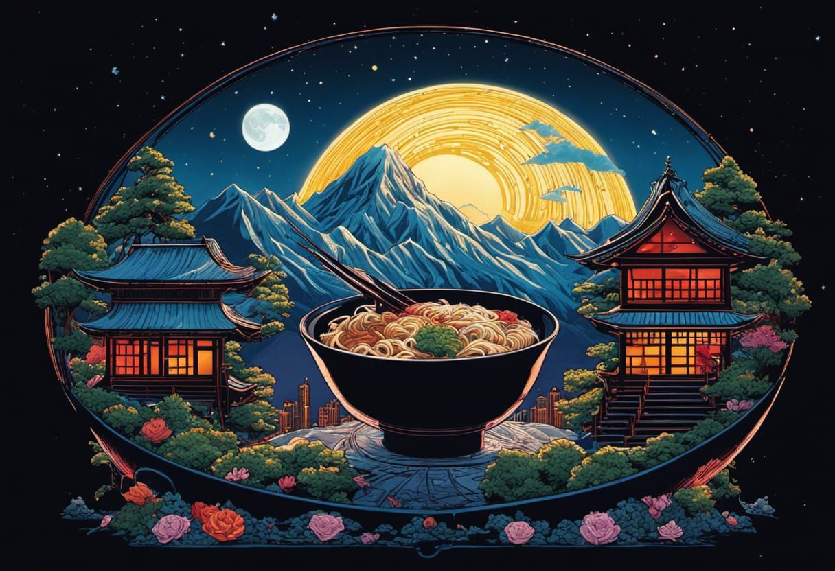 ramen under moonlight   by @shooflower
