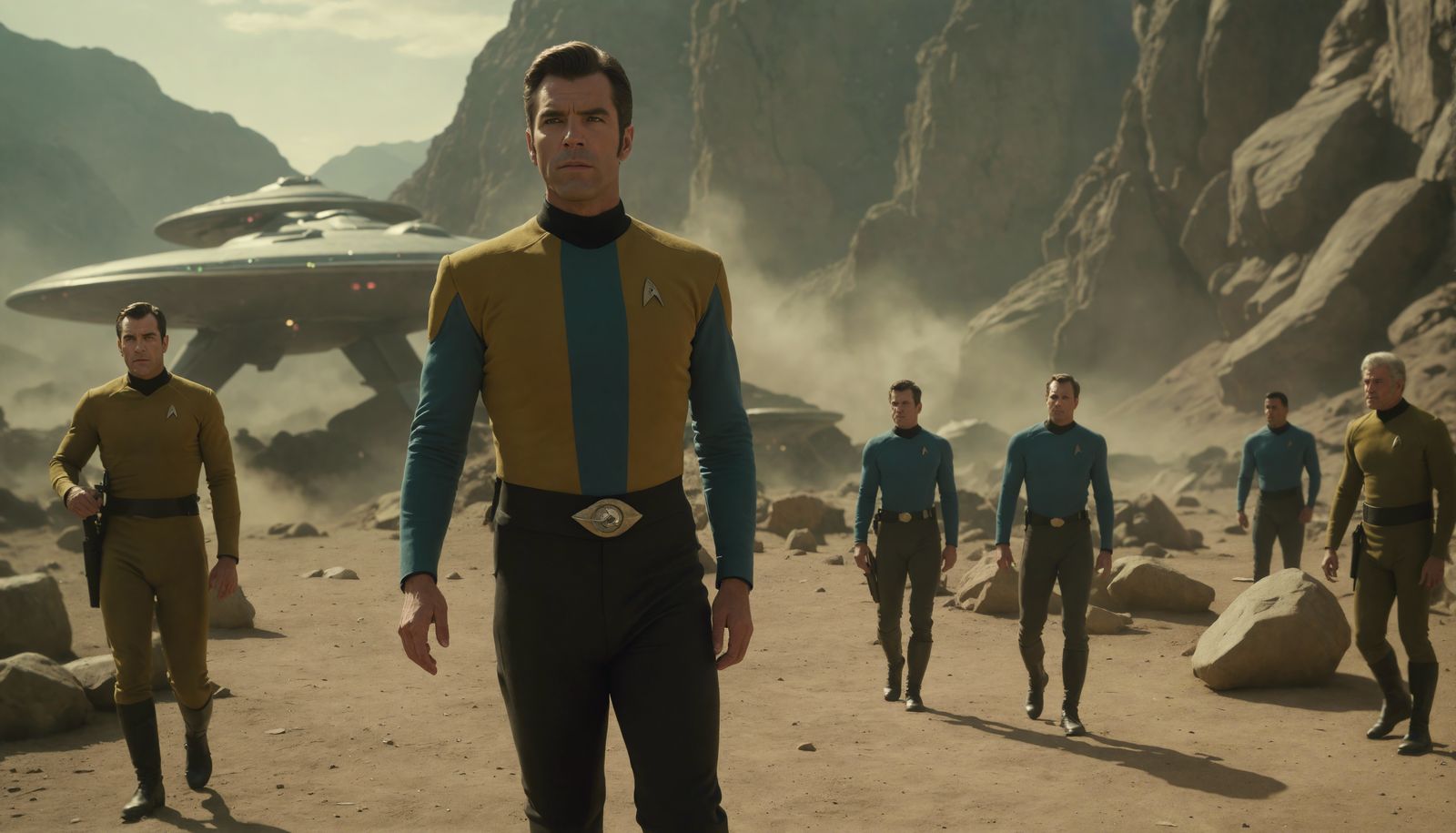 <lora:SuperHyperrealism:1.0> "Star Trek", soldiers, handsome...