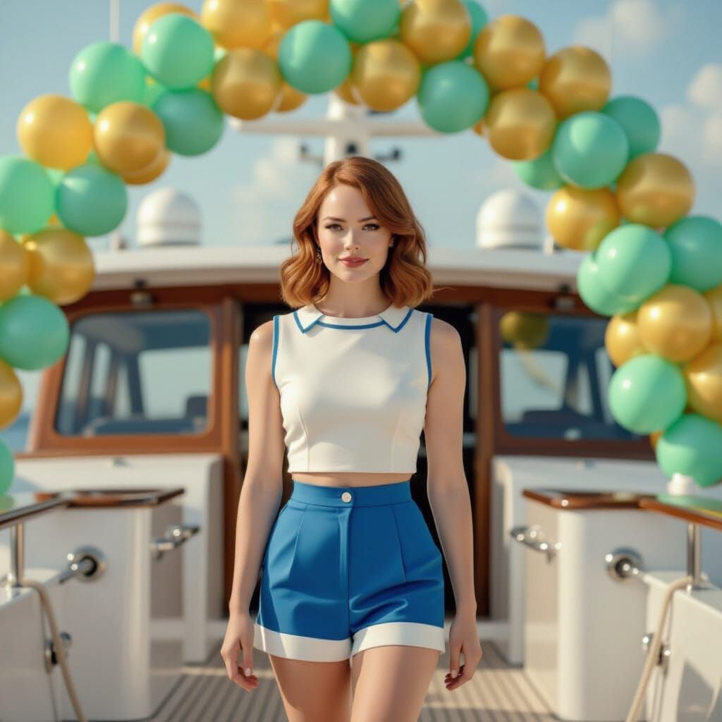 Emma Stone on party yacht