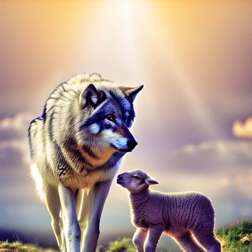 In that day the wolf and the lamb will live together... - AI Generated ...