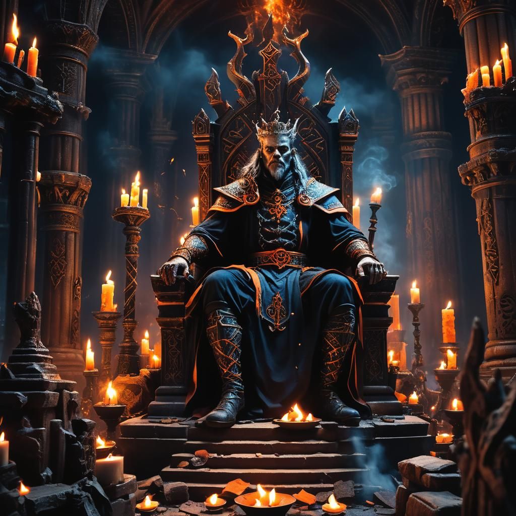 Dark Fantasy God on Throne: Digital Matte Painting