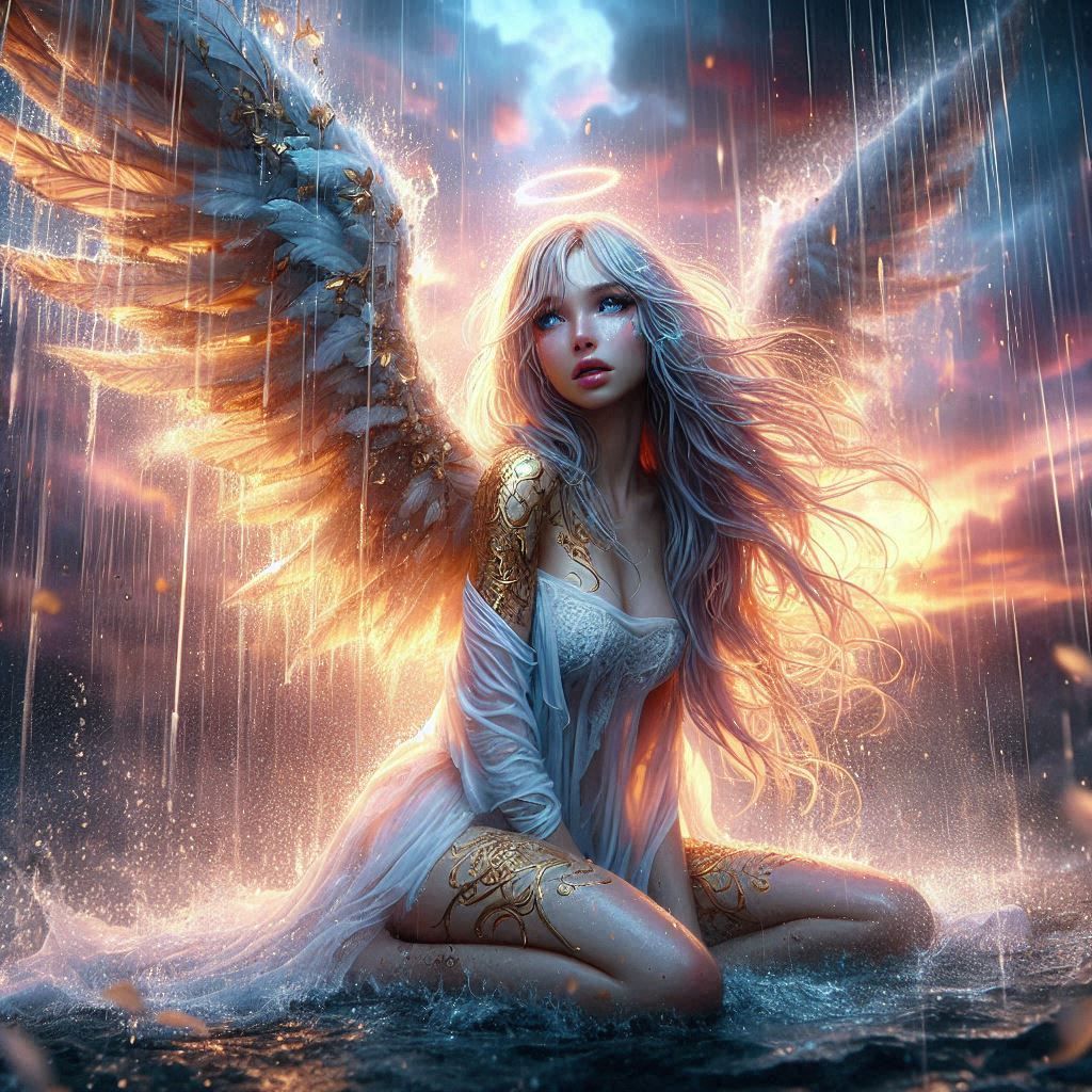 Angel caught in a storm