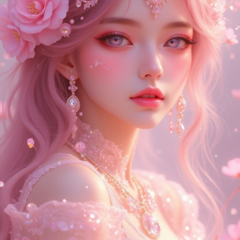 Stunning woman  pastel middle of frame Luxaura Fairlight <lora:Moonrose Dreamcore:1.0>