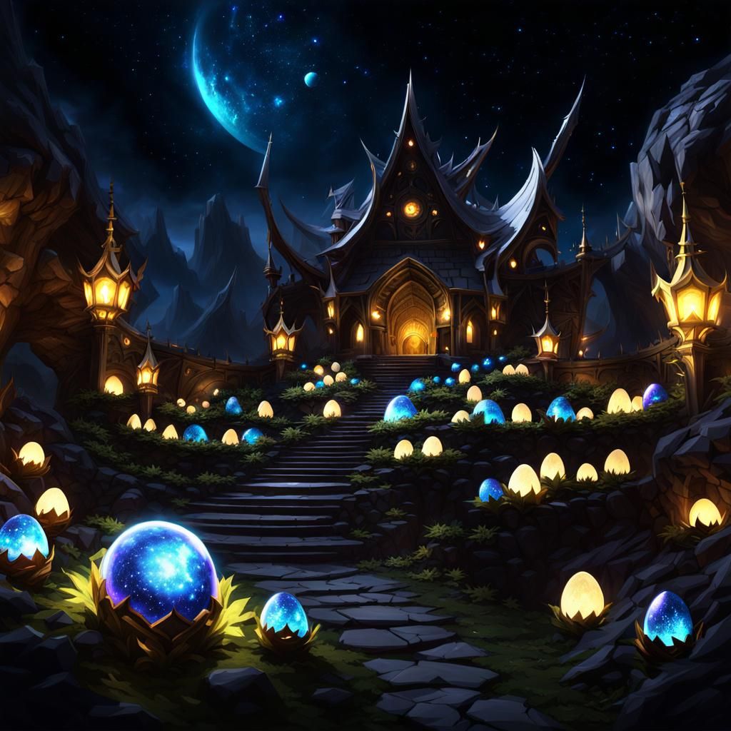 Dragon nest with cosmic stary eggs
