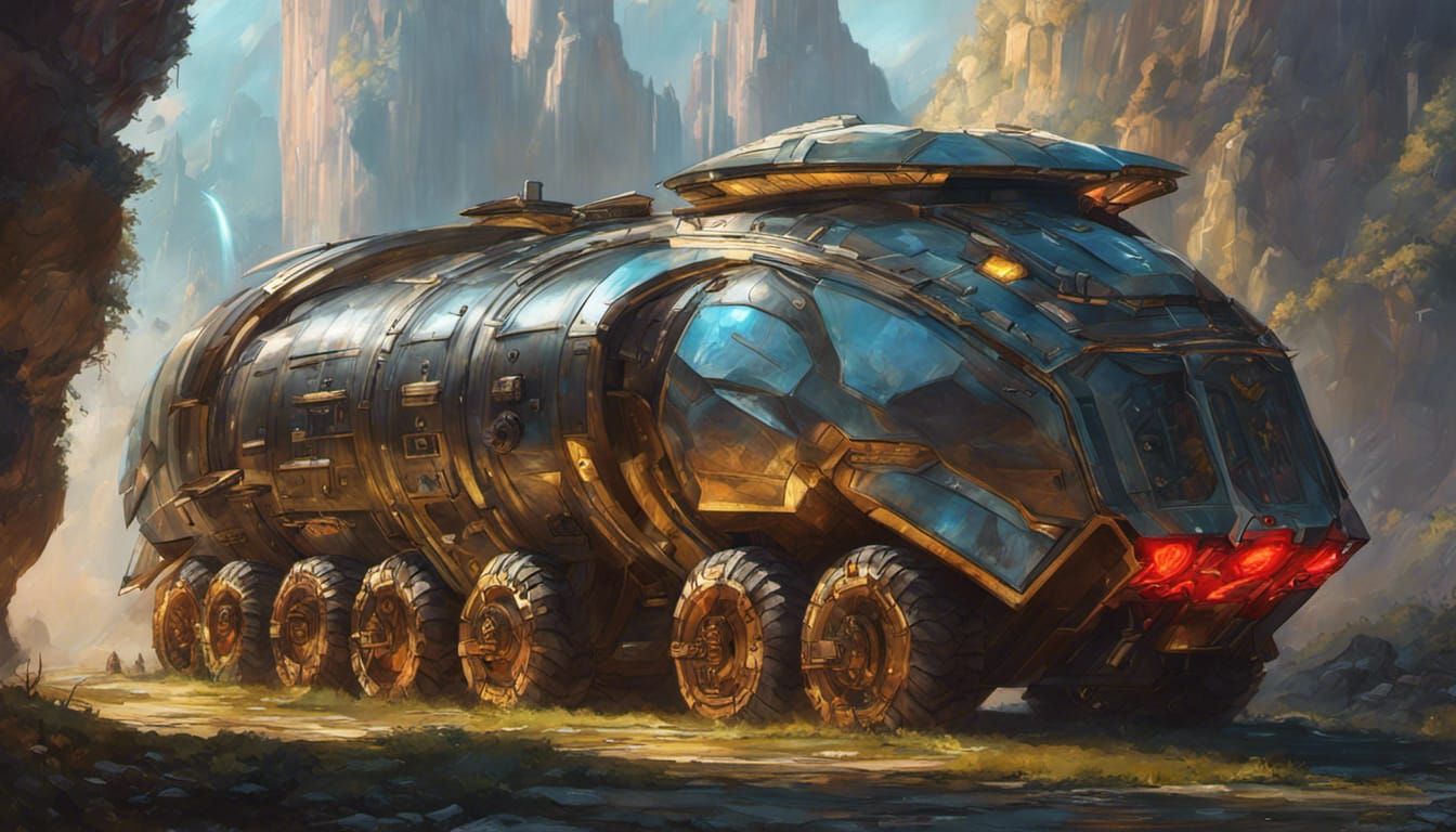 SDXL 1.0: Armored Medieval Cyberpunk Space RV Transport (aka...