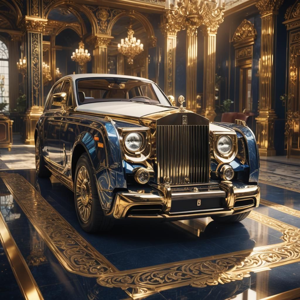 Rolls Royce in Opulent Interior: Luxury Concept Art