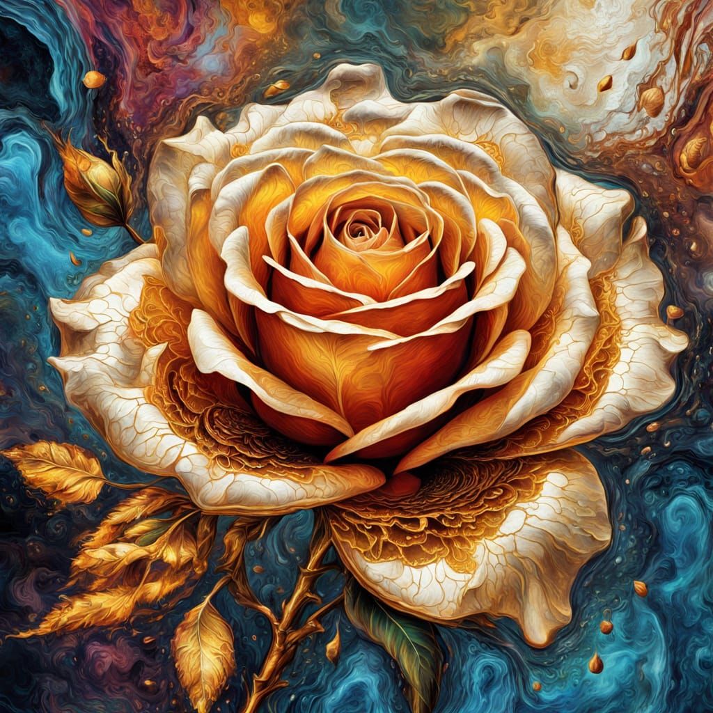 Gold gilded petals in liquid light  by @TravellerUK