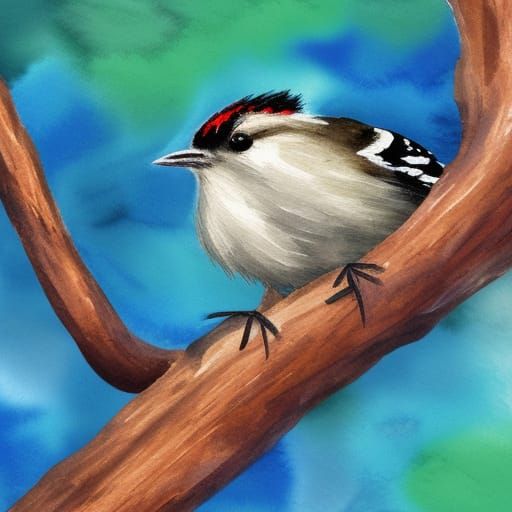wood pecker on side of gnarled tree