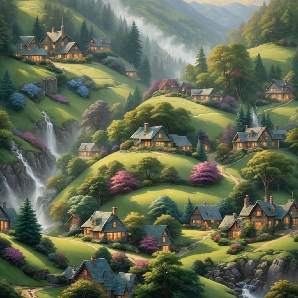 i see beautiful green hills and a  sunshine, the light of wh...