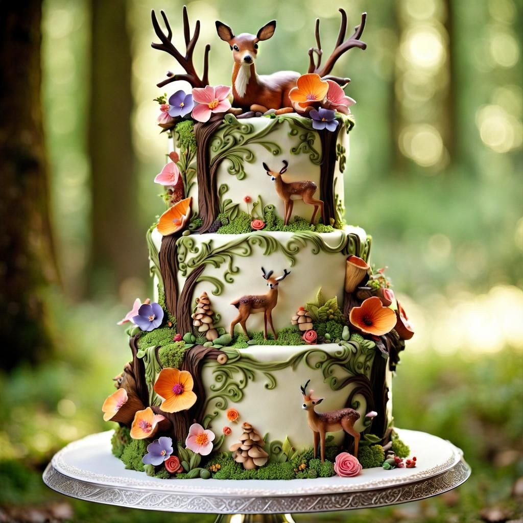 Woodland WEDDING Cake: Incorporate a woodland or fairy tale theme by decorating the cake with edible ...  by @GLB
