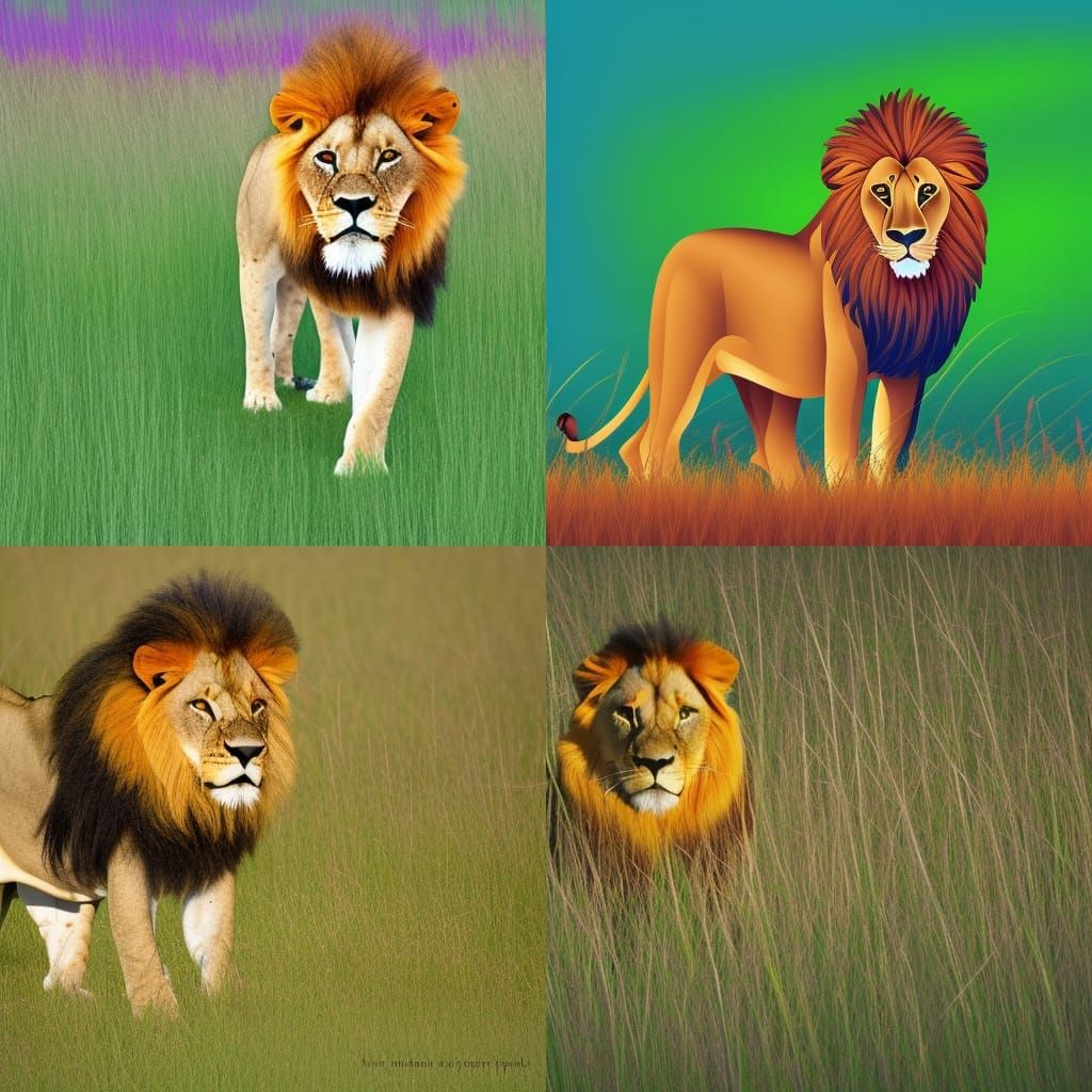 a lion in the savannah staking through the grass