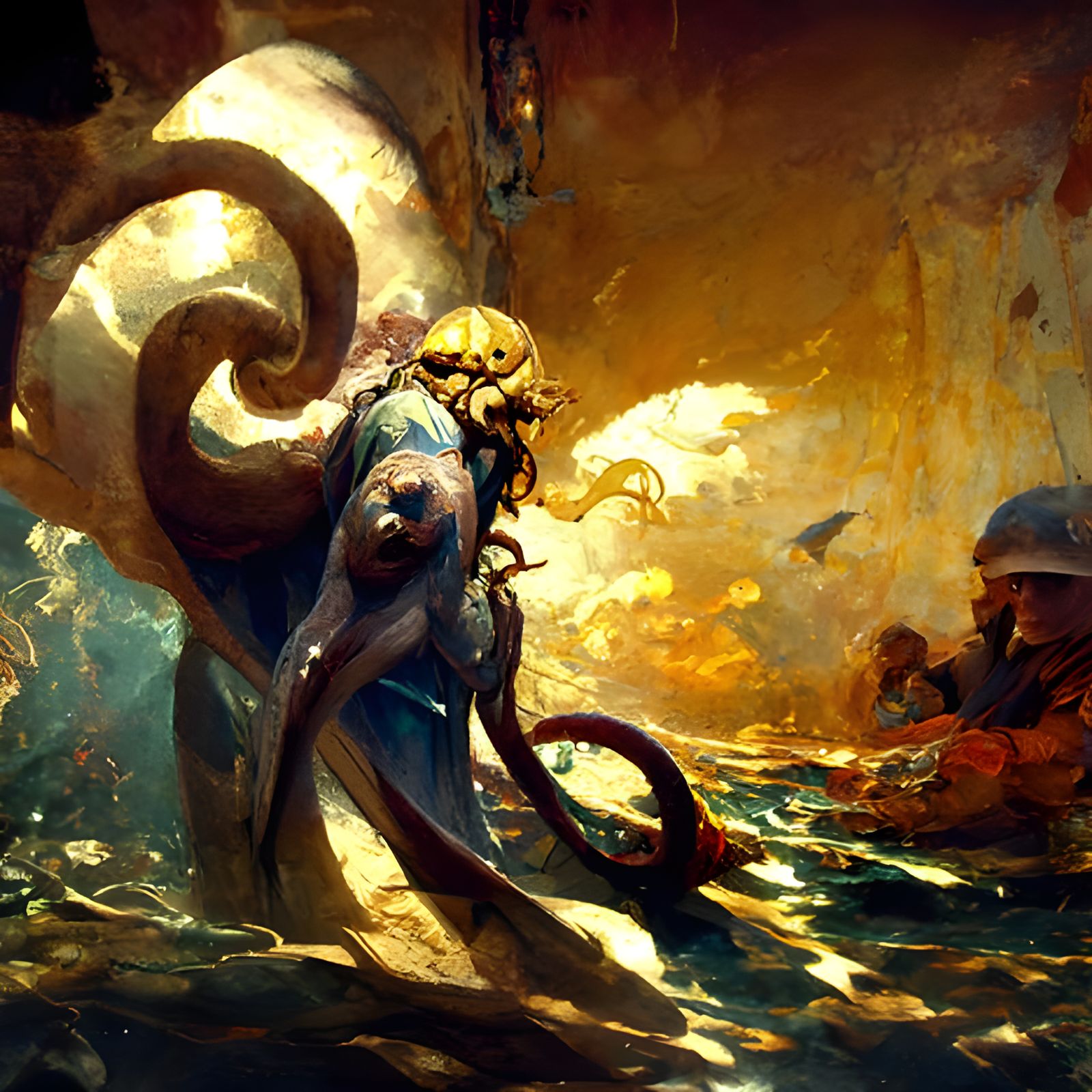 Octopus struggling to be free of the rough seas sinister by ...
