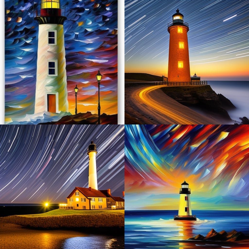 Long exposure star trail, light house by Leonid Afremov