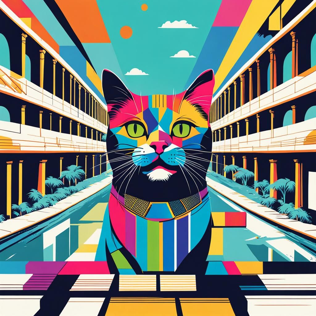 Cat on vacation at the pool  by @Poochamoo