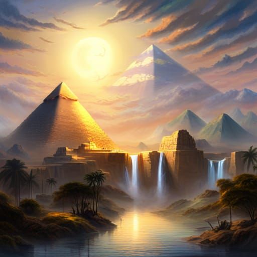 Ethereal Ancient Egypt Under Moonlight: A Dark Fantasy