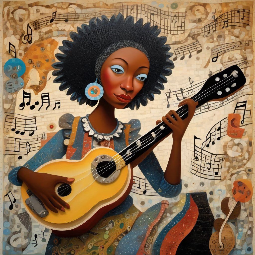 Girl rocking on guitar.