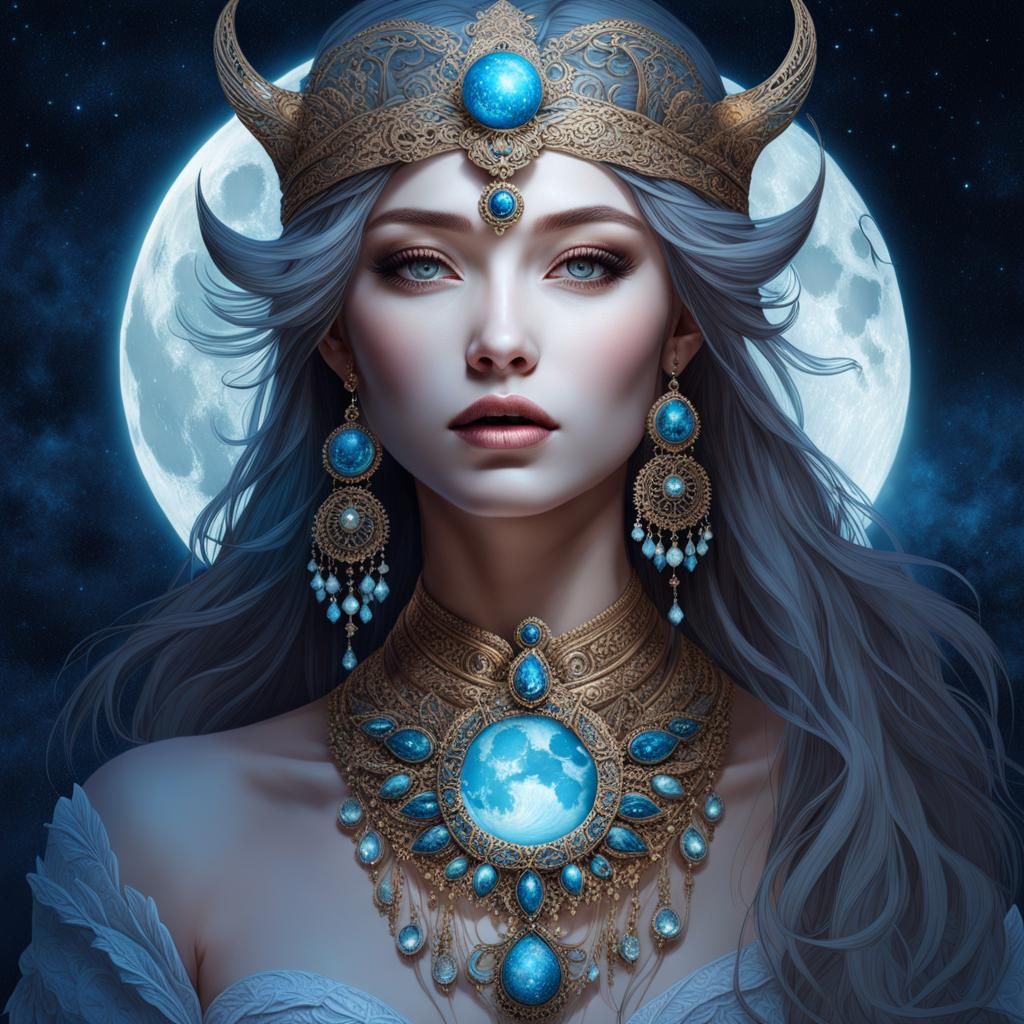 Celestial Moon Goddess - AI Generated Artwork - NightCafe Creator