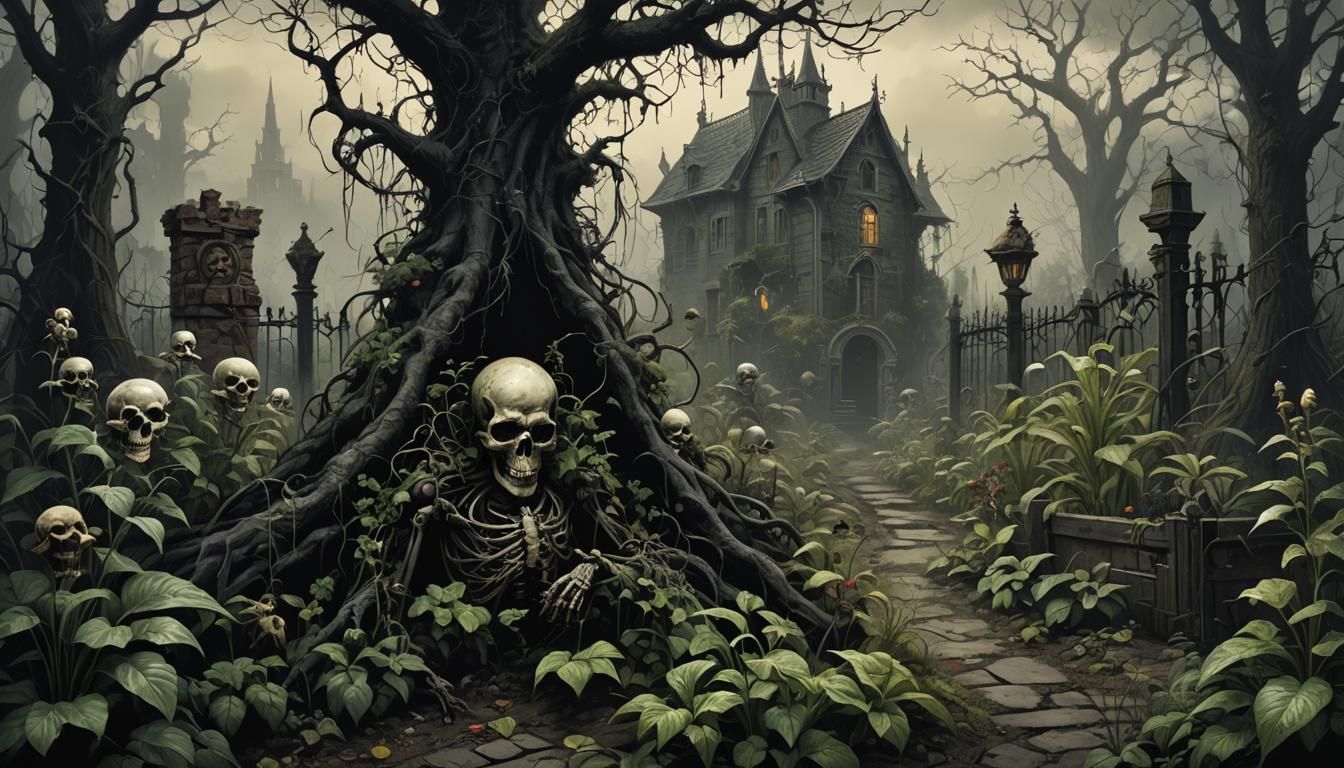 dark horror poison plants creepy garden gothic - AI Generated Artwork ...