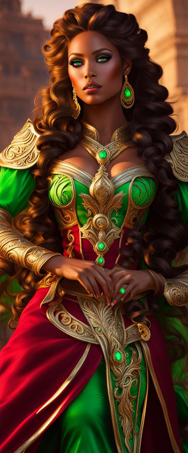 <Gorgeous warrior queen, curvy, cup size FF>< crimson w/gold...