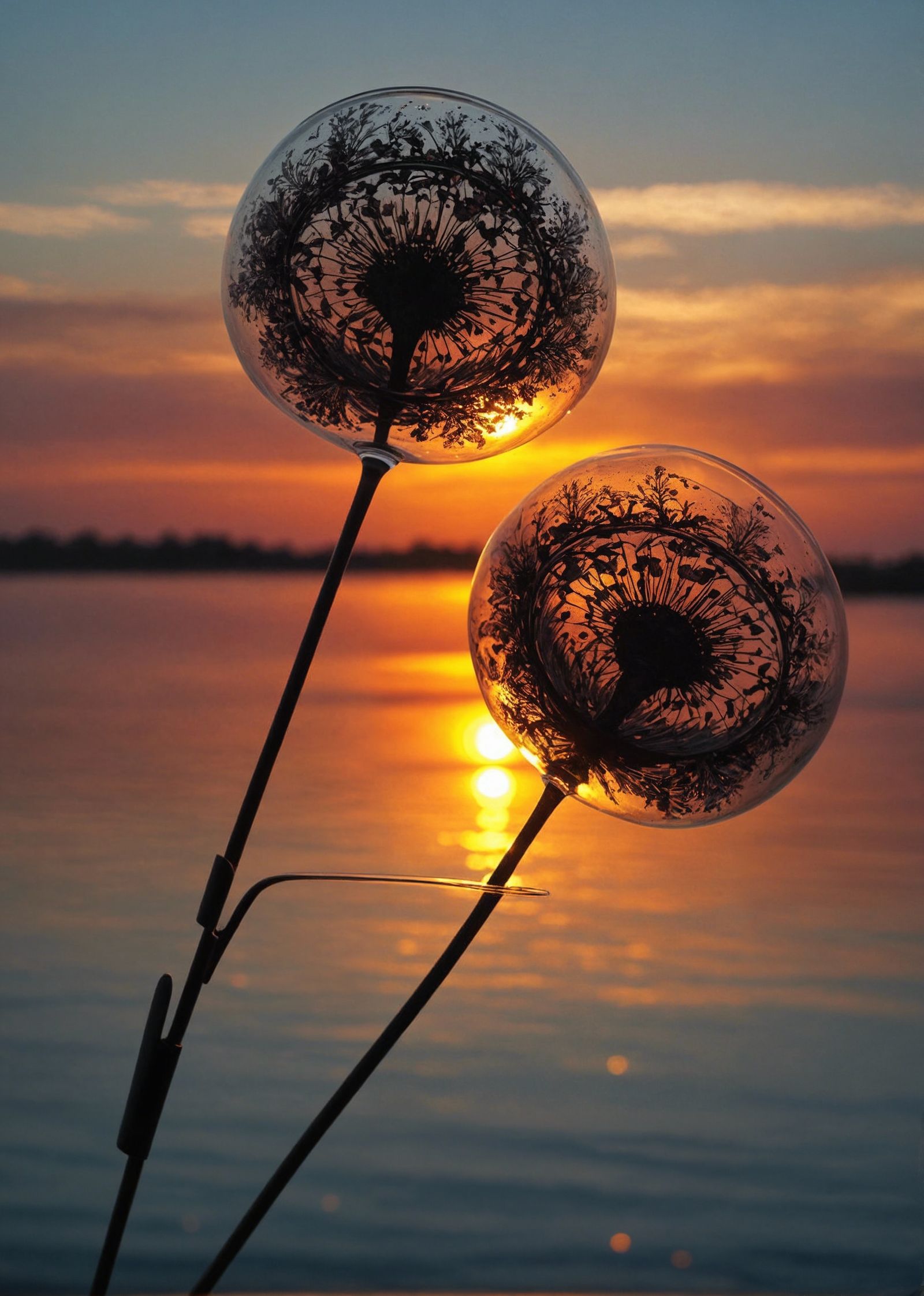 sunset in clear glass