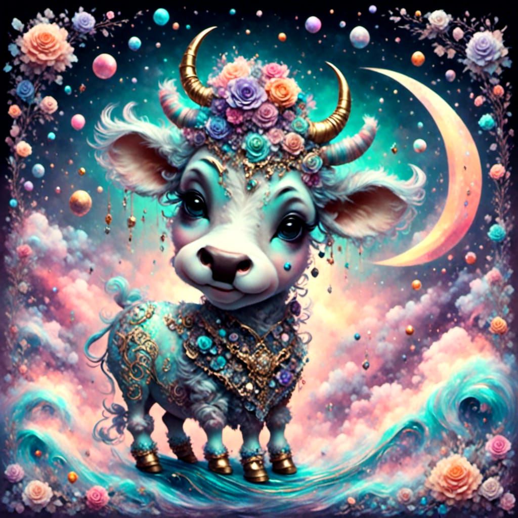 <lora:Cosmic steampunk:1.0> <lora:Victorian Watercolor:1.0> stunning cinematic visual of a baroque chibi pastel Cosmic sparkly glittery ador...