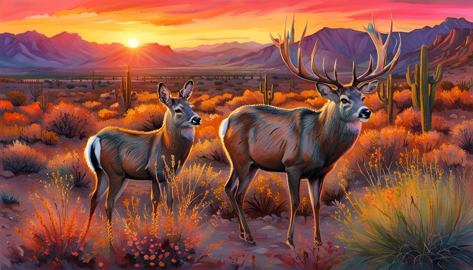 Mule Deer, Sonoran Desert - AI Generated Artwork - NightCafe Creator