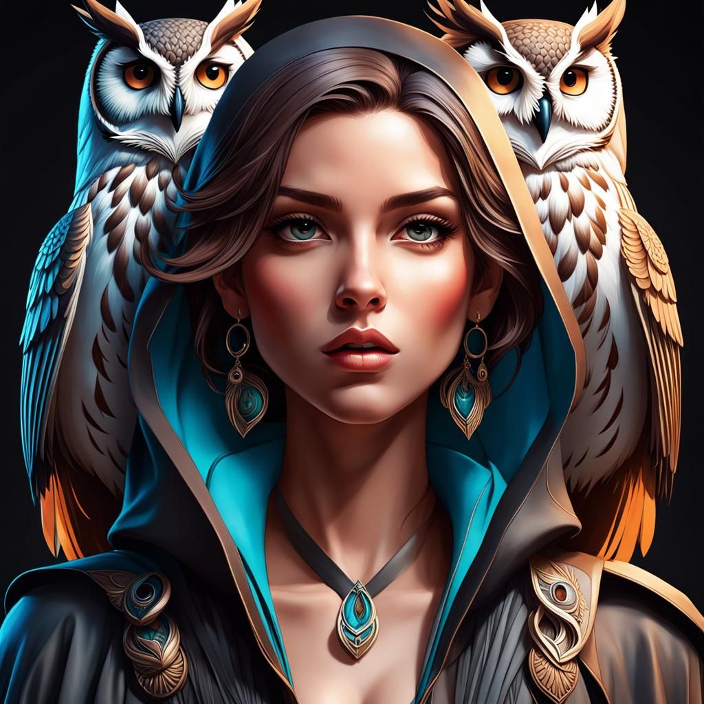 Girl with owls