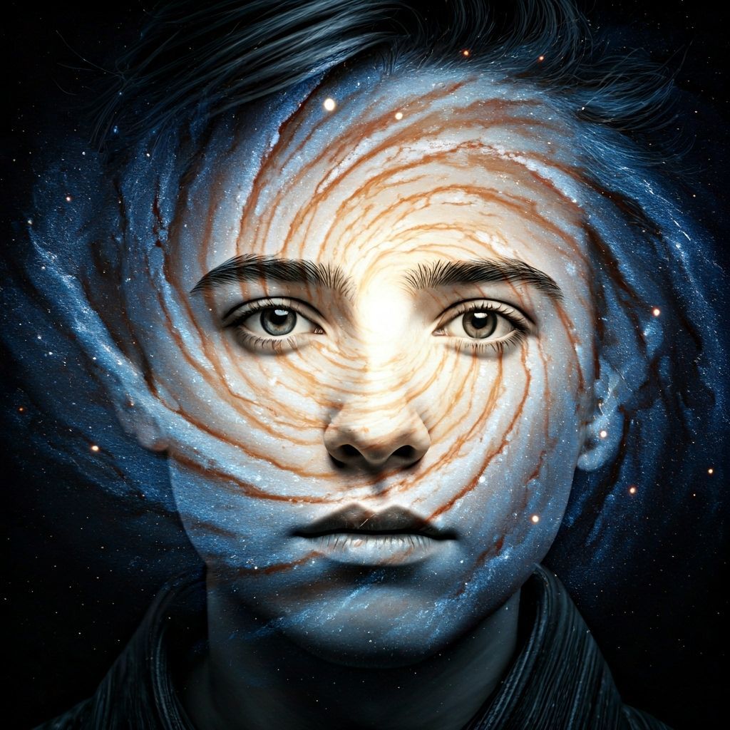 Cosmic Galaxy Portrait in Expressive Van Gogh Style