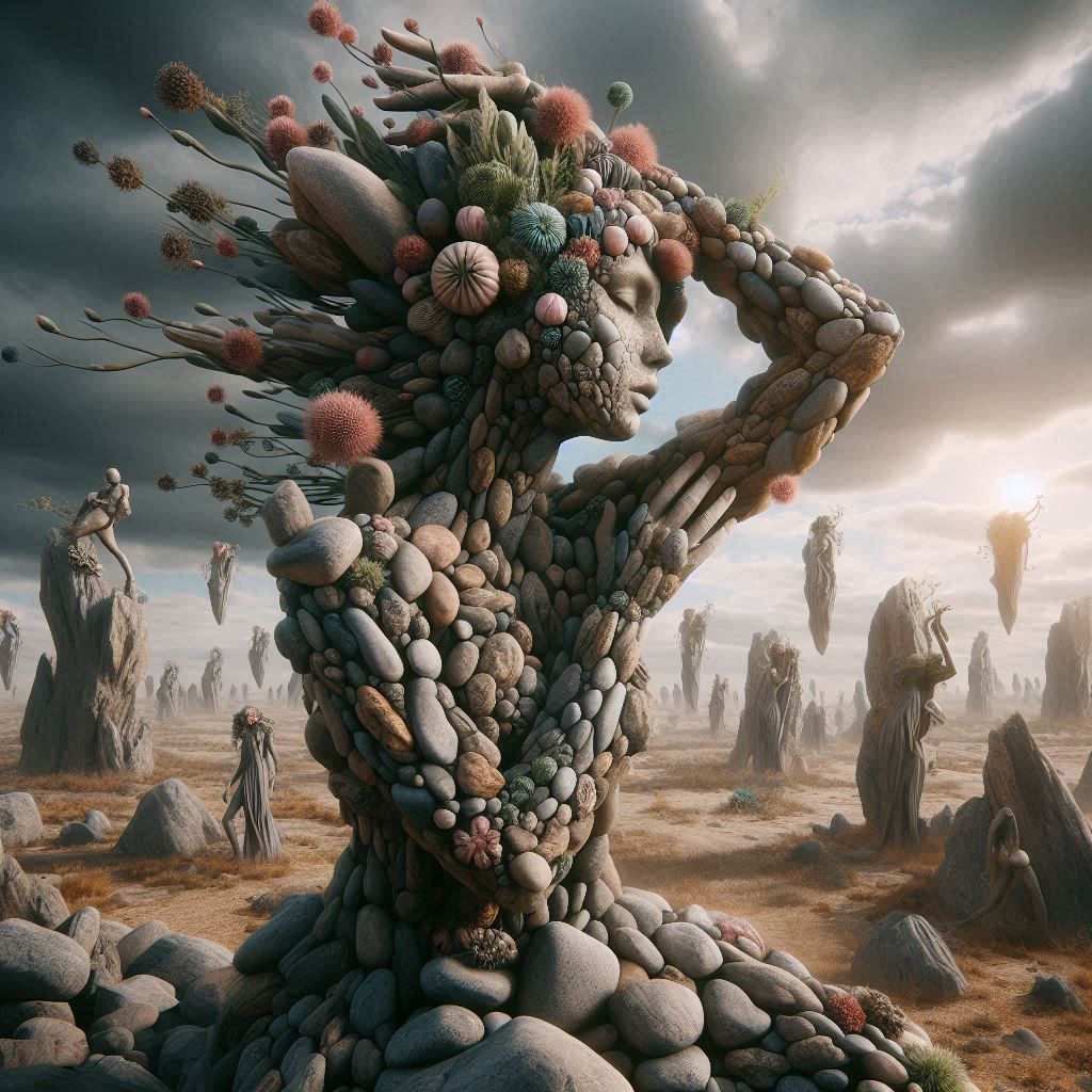 woman made of rocks.