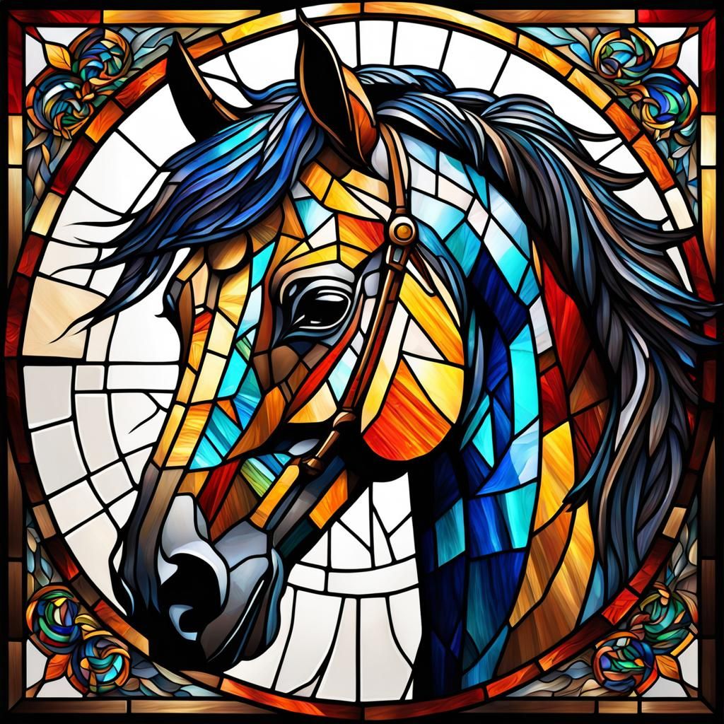 Stained glass year of the Horse