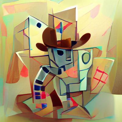Cubist robot cowboy