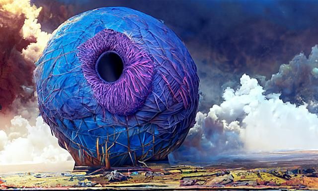 purple, blue and brown Beksinski divine eye mega structure m...