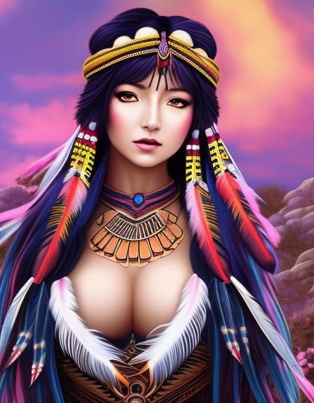 Watercolor - Woman - Native Indian