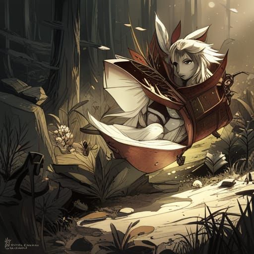 Detailed Ink Rabbit in Black and White